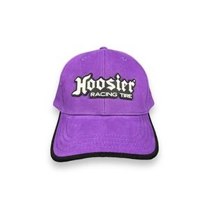 Hoosier Racing Tires Adult Purple Black Rubber Logo Baseball Cap Y2K Nascar